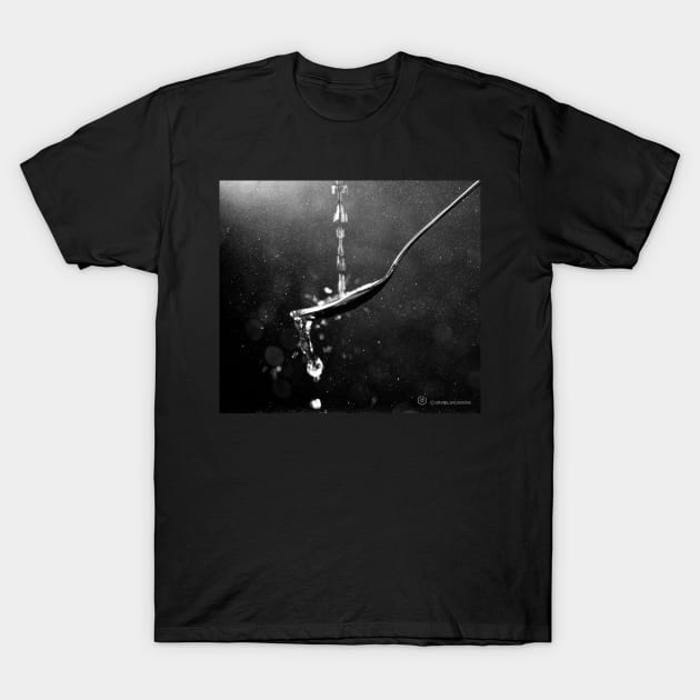 Drops of water fall on a spoon T-Shirt by Shadow3561